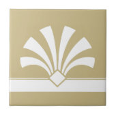 Art Deco Beige Blume 06 Fliese (Vorderseite)