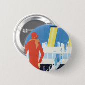 Art Deco Belgisches Ferry Poster Button (Vorne & Hinten)