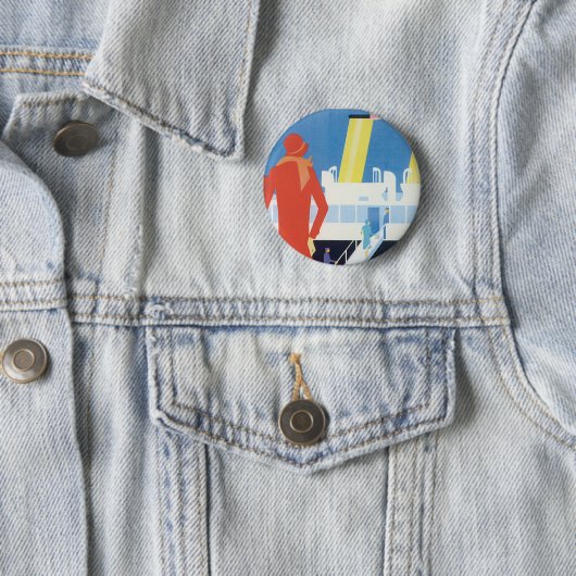 Art Deco Belgisches Ferry Poster Button (Beispiel)