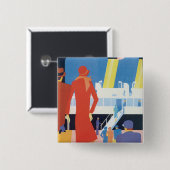 Art Deco Belgisches Ferry Poster Button (Vorne & Hinten)