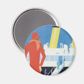 Art Deco Belgisches Ferry Poster Magnet (Vorderseite/Rückseite)