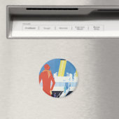 Art Deco Belgisches Ferry Poster Magnet (In Situ (Geschirrspüler))