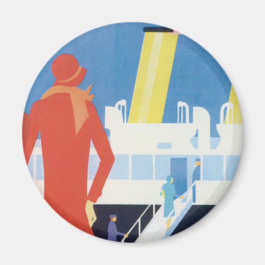 Art Deco Belgisches Ferry Poster Magnet (Vorne)