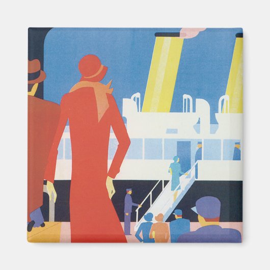 Art Deco Belgisches Ferry Poster Magnet (Vorne)
