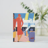 Art Deco Belgisches Ferry Poster Postkarte (Stehend Vorderseite)