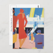 Art Deco Belgisches Ferry Poster Postkarte (Vorne/Hinten)