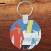 Art Deco Belgisches Ferry Poster Schlüsselanhänger (Vorderseite)