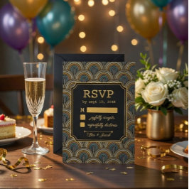 Art Deco bestickte Hochzeit-RSVP-Karte RSVP Karte
