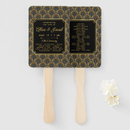 Art Deco bestickter Hochzeitsprogramm-Fächer Fächer