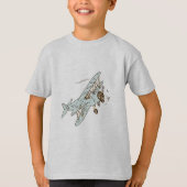 Art Deco Bi-Flugzeug - Blau ohne Text. T-Shirt (Vorderseite)