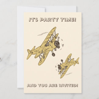 Art Deco Bi-Flugzeug - Gelbes Party Keine Angaben Einladung