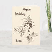 Art Deco Bi-Flugzeug - Happy Birthday + Name. Karte (Vorderseite)