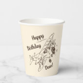 Art Deco Bi-Flugzeug - Happy Birthday + Name. Pappbecher (Rückseite)