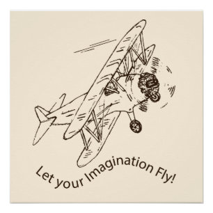 Art Deco Bi-Flugzeug - lass deine Fantasie. Poster