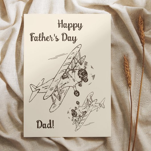 Art Deco Bi-Flugzeug - Vatertag! Karte