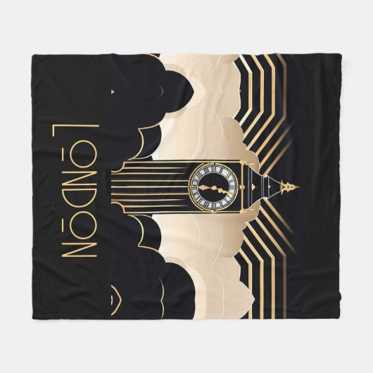 Art Deco Big Ben Fleecedecke (Vorderseite (Horizontal))