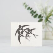 Art Deco Birds Postcard Postkarte (Stehend Vorderseite)