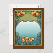 Art Deco Birnen und Pfirsiche Vintag Postkarte (Vorne/Hinten)