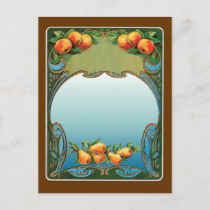 Art Deco Birnen und Pfirsiche Vintage-Postkarte Postkarte