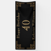 Art Deco Birthday Black Gold Roaring 20's Banner (Vertikal)