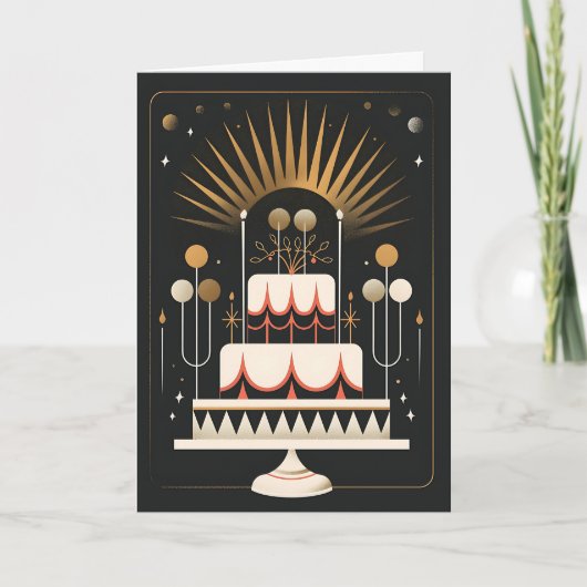 Art Deco Birthday Cake Karte (Vorderseite)