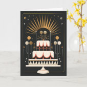 Art Deco Birthday Cake Karte (Gelbe Blume)