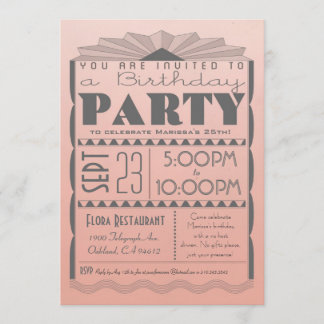 Art Deco Birthday Einladung - Gatsby Style Ombre