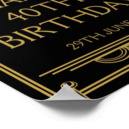 Art Deco BIRTHDAY oder Party Sign machen Ihre eige Poster (Ecke)