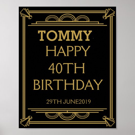 Art Deco BIRTHDAY oder Party Sign machen Ihre eige Poster (Vorne)
