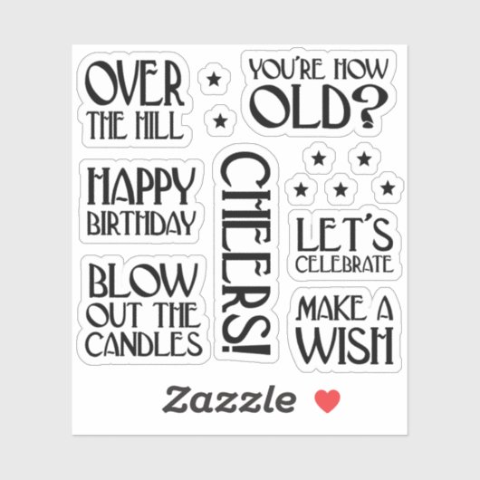 Art Deco Birthday Phrases Aufkleber (Blatt)