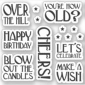Art Deco Birthday Phrases Aufkleber (Vorderseite)