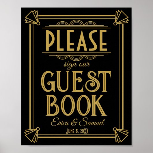 Art Deco Bitte unterzeichnen Sie unser Gästebuch (Vorne)