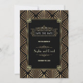 Art Deco Black 1920er Save the Date (Vorderseite)