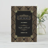 Art Deco Black 1920er Save the Date (Stehend Vorderseite)