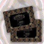 Art Deco Black 1920s Wedding RSVP Karte