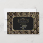 Art Deco Black 1920s Wedding RSVP Karte (Vorderseite)