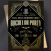 Art Deco Black and Gold Bachelor Party
