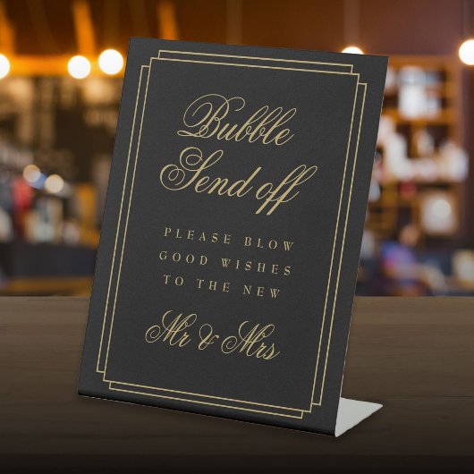 Art Deco Black and Gold Bubble senden ab Sockelschild