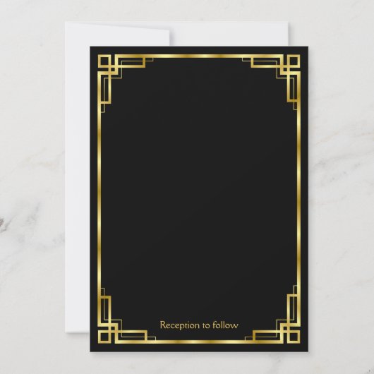 Art Deco Black and Gold Einladungen für Hochzeiten (Rückseite)