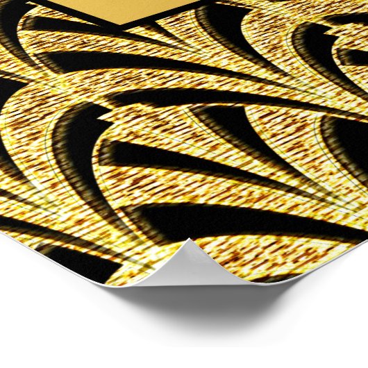 Art Deco Black and Gold Fan Design Poster (Ecke)