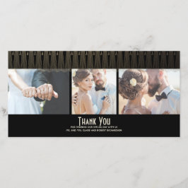 Art Deco Black and Gold Foto Hochzeit Vielen Dank Dankeskarte