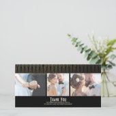 Art Deco Black and Gold Foto Hochzeit Vielen Dank Dankeskarte (Stehend Vorderseite)