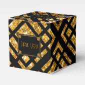 Art Deco Black and Gold Gastgeschenk Hochzeit Box Geschenkschachtel (Vorderseite)