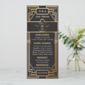 Art Deco Black and Gold Gatsby Wedding Menükarte (Stehend Vorderseite)