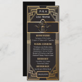 Art Deco Black and Gold Gatsby Wedding Menükarte (Vorne/Hinten)
