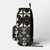 Art Deco Black and Gold Geometric luxury Bedruckter Rucksack (Rechts)