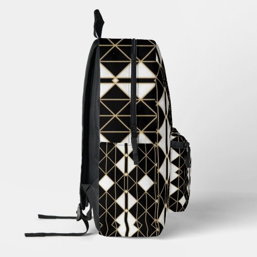 Art Deco Black and Gold Geometric luxury Bedruckter Rucksack (Links)