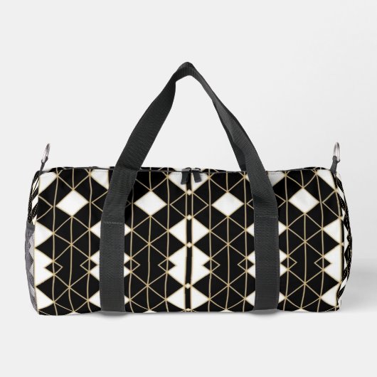Art Deco Black and Gold Geometric luxury Duffle Bag (Rückseite)