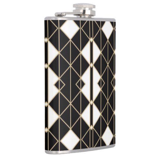 Art Deco Black and Gold Geometric luxury Flachmann (Rechts)
