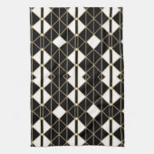 Art Deco Black and Gold Geometric luxury Geschirrtuch (Vertikal)